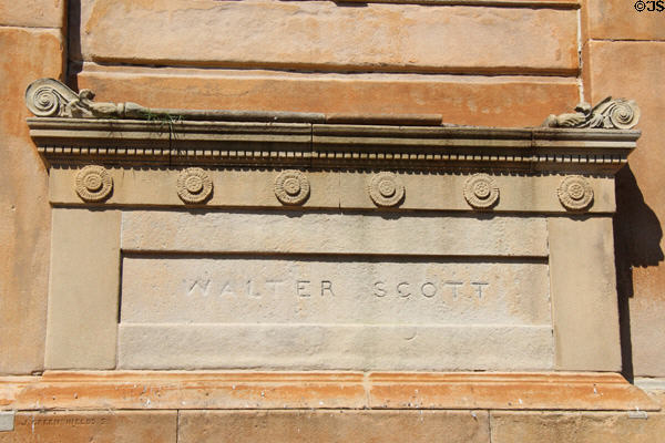 Detail of Walter Scott Memorial Column (1837) by David Rhind in George Square. Glasgow, Scotland.