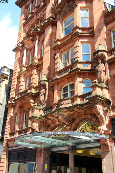 Argyll Arcade (1827) (98 Buchanan St.) oldest shopping arcade in Scotland. Glasgow, Scotland. Architect: John Baird.