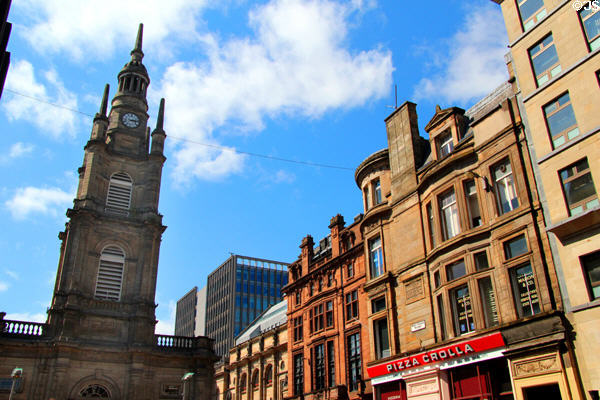 Baroque steeple of St George's Tron Parish Church (1807) (163 Buchanan St. Mall at West George St.). Glasgow, Scotland. Architect: William Stark.