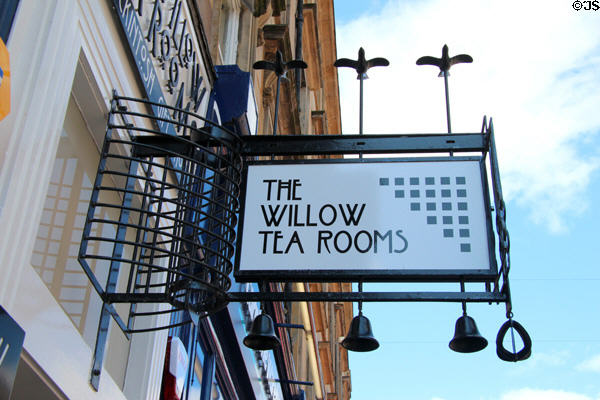 Willow Tea Rooms sign in style of Charles Rennie Mackintosh. Glasgow, Scotland.