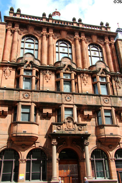 Former Parish Council offices in red sandstone (1900) (266 George St.). Glasgow, Scotland. Style: Edwardian Baroque. Architect: Thomson and Sandilands.
