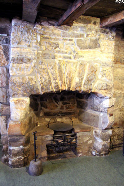Stone fireplace at Provand's Lordship a building preserved by an early 19th C society of notables interested in Scottish history. Glasgow, Scotland.