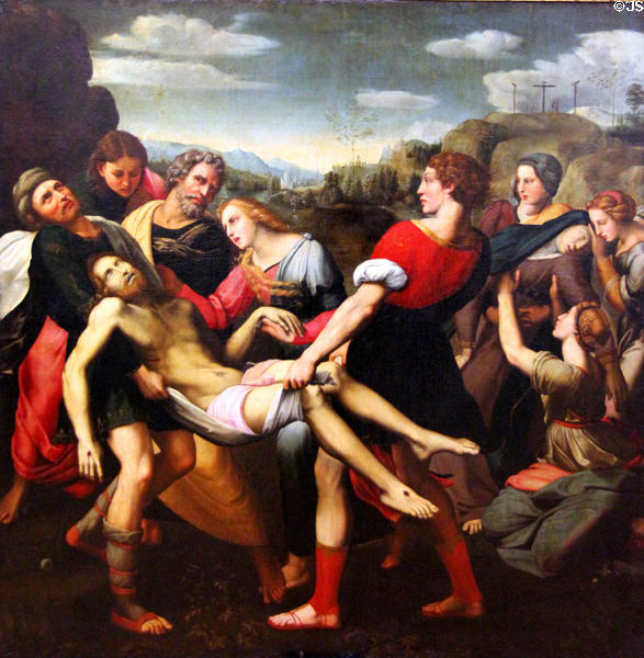 Entombment of Christ painting (c1610) after Raphael at Hunterian Art Gallery. Glasgow, Scotland.