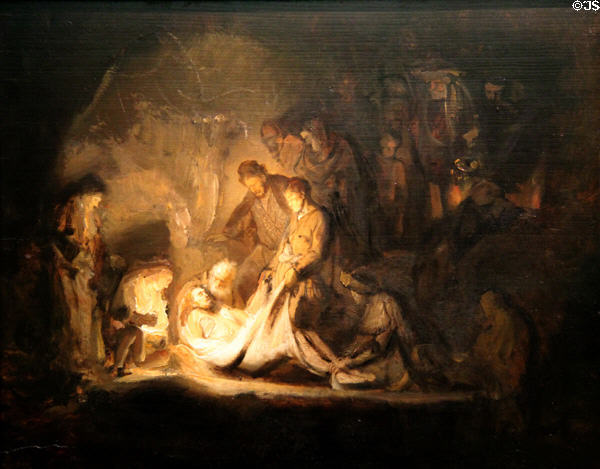 Entombment painting (c1639 & 54) by Rembrandt at Hunterian Art Gallery. Glasgow, Scotland.