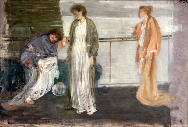 Study of Draped Figures painting (1864-5) by James McNeill Whistler at Hunterian Art Gallery. Glasgow, Scotland.