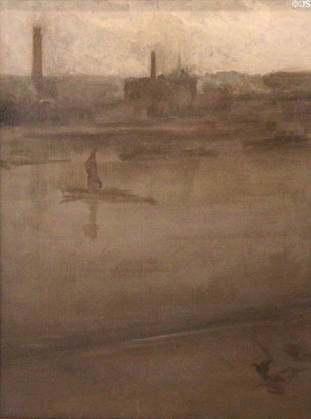 Nocturne painting (1875-7) by James McNeill Whistler at Hunterian Art Gallery. Glasgow, Scotland.