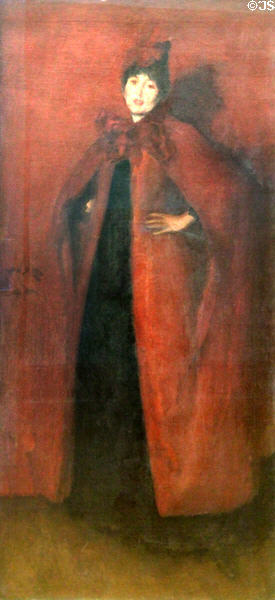 Harmony in Red: Lamplight painting (1884-6) by James McNeill Whistler at Hunterian Art Gallery. Glasgow, Scotland.