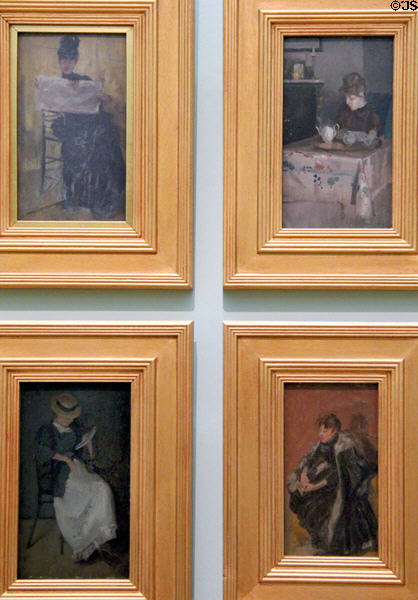 Painted panels (1882-92) by Beatrix Whistler, wife of James McNeill at Hunterian Art Gallery. Glasgow, Scotland.