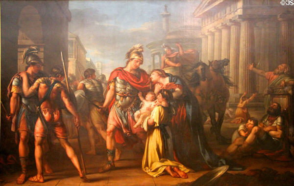 Hector's Farewell to Andromache painting (1775-80) by Gavin Hamilton at Hunterian Art Gallery. Glasgow, Scotland.