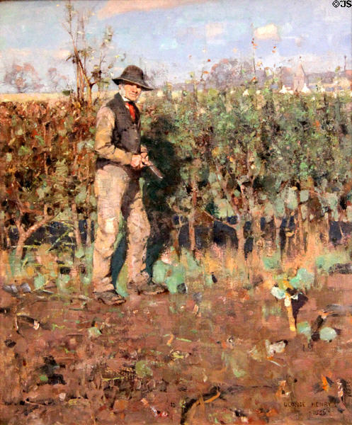 Hedge Cutter painting (1886) by George Henry at Hunterian Art Gallery. Glasgow, Scotland.