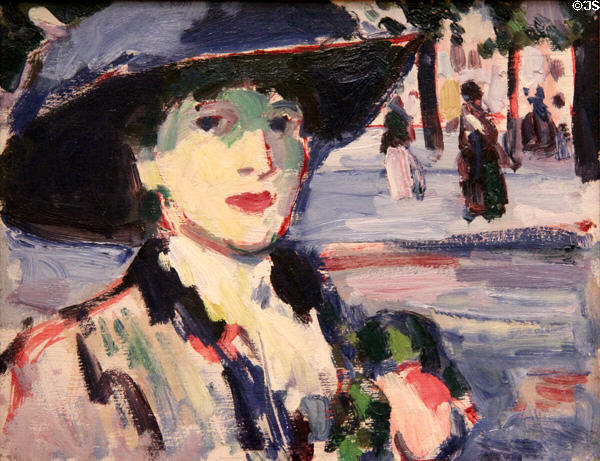 Closerie des Lilas - Anne Estelle Rice painting (1907) by John Duncan Fergusson of Scottish Colourists at Hunterian Art Gallery. Glasgow, Scotland.