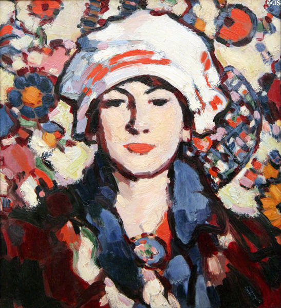 Le Voile Persan painting (1909) by John Duncan Fergusson of Scottish Colourists at Hunterian Art Gallery. Glasgow, Scotland.
