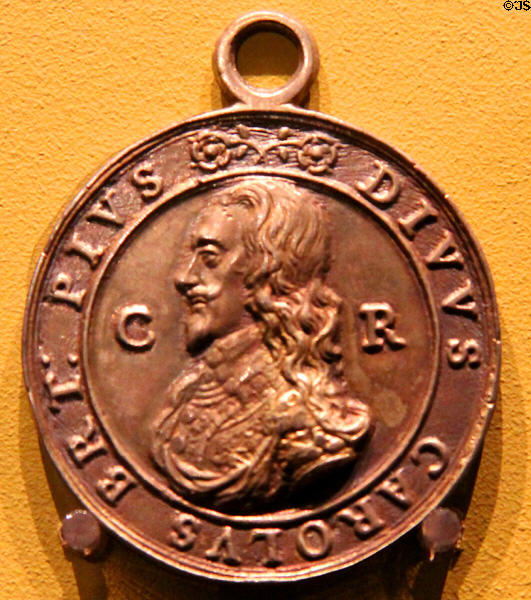 Execution of Charles I medal (1649) by Thomas Rawlins of France at Hunterian Art Gallery. Glasgow, Scotland.