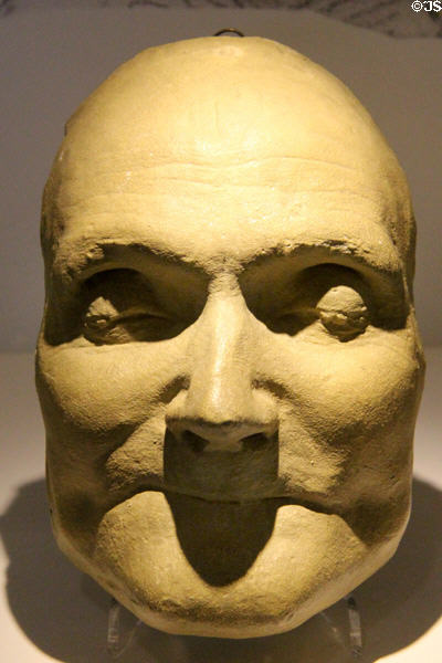 Plaster death mask of museum founder William Hunter (before 1870) at Hunterian Museum. Glasgow, Scotland.