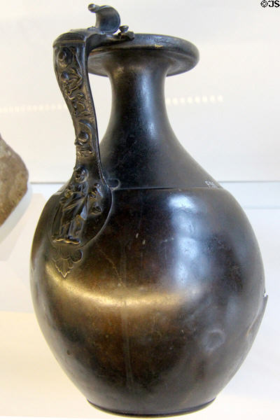 Roman bronze jug (1st-2nd C) found in a river south of Glasgow at Hunterian Museum. Glasgow, Scotland.
