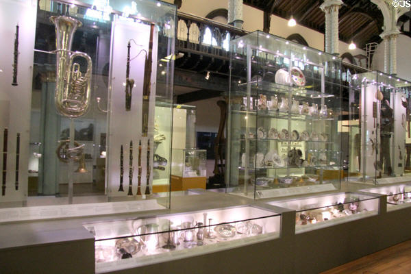 Musical instrument, metalware & ceramics collections at Hunterian Museum. Glasgow, Scotland.