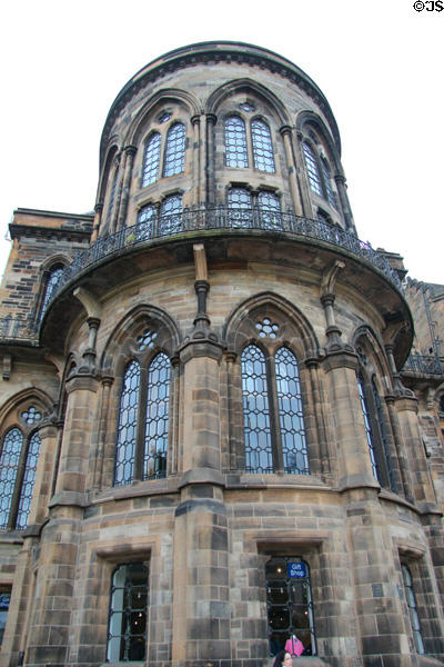 Gothic facade on Professors' Square (1868-71) at University of Glasgow. Glasgow, Scotland.