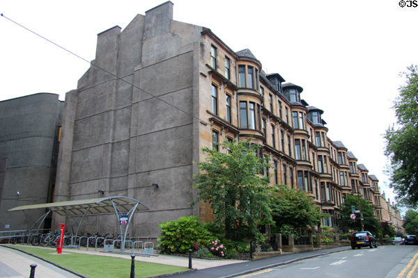Heritage terrace homes adopted into University of Glasgow. Glasgow, Scotland.