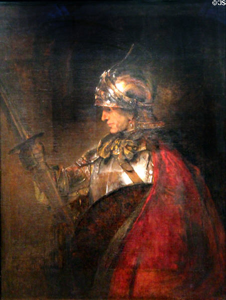 Man in Armour - possibly Alexander the Great painting (1655 or 9) by Rembrandt van Rijn at Kelvingrove Art Gallery. Glasgow, Scotland.