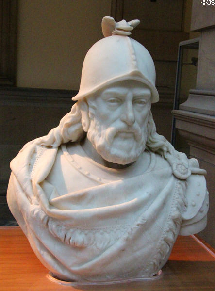 Sir William Wallace marble bust (c1880-90) by Jacopo Ghetti at Kelvingrove Art Gallery. Glasgow, Scotland.