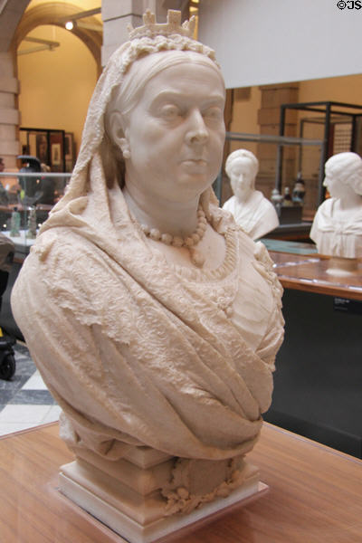 Queen Victoria marble bust (1888) by Francis Williamson at Kelvingrove Art Gallery. Glasgow, Scotland.