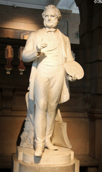 Glasgow painter John Graham-Gilbert marble statue (1870) by William Broadie at Kelvingrove Art Gallery. Glasgow, Scotland.