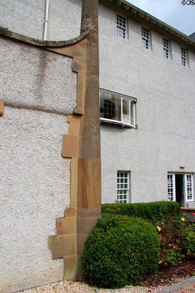 Sandstone corner & window designs at House for an Art Lover. Glasgow, Scotland.