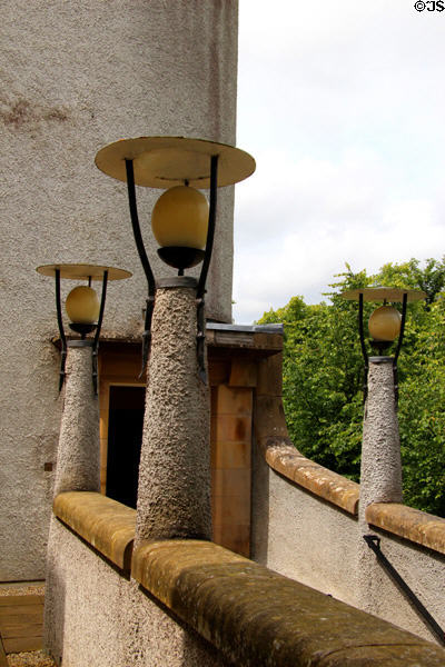 Outdoor lamps on walls at House for an Art Lover. Glasgow, Scotland.