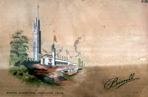 Empire Exhibition tower graphic (1938) in Heritage Centre in Bellahouston Park. Glasgow, Scotland.