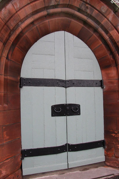 Gothic doorway at Mackintosh Church. Glasgow, Scotland.