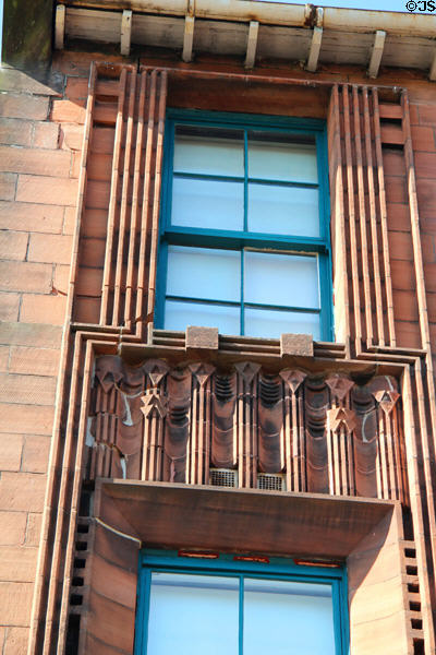 Mackintosh signature columns on rear facade at Scotland Street School. Glasgow, Scotland.