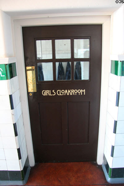 Mackintosh's lettering on Girls Cloakroom at Scotland Street School. Glasgow, Scotland.