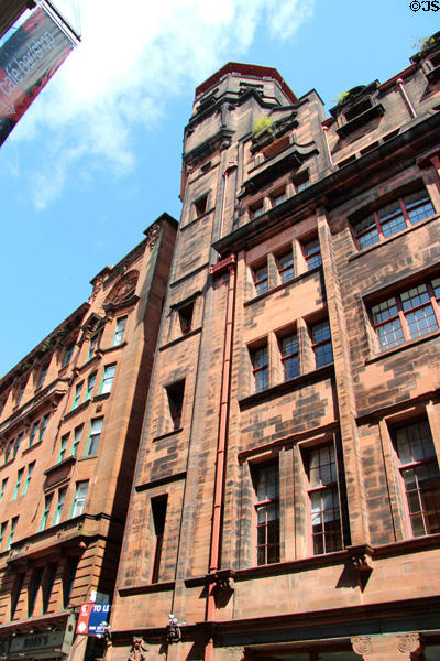 Glasgow Herald Building (1893-5) (Mitchell St.) built as warehouse extension at back of original newspaper with water tank tower as fire precaution. Glasgow, Scotland. Architect: Charles Rennie Mackintosh.