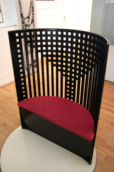 Willow Tea Rooms replica curved-back chair (1904) by Charles Rennie Mackintosh at The Lighthouse. Glasgow, Scotland.