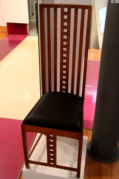 High-back chair (c1904) by Charles Rennie Mackintosh at The Lighthouse. Glasgow, Scotland.