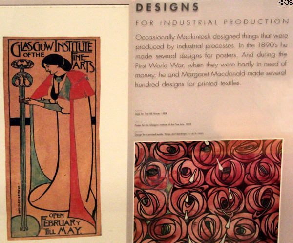 Graphic designs by Charles Rennie Mackintosh at The Lighthouse. Glasgow, Scotland.