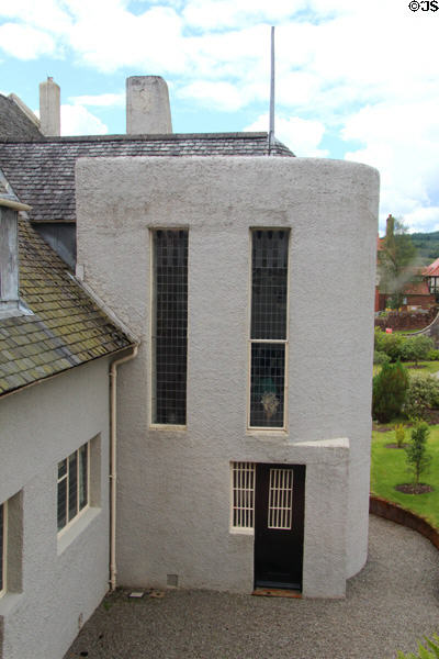 North facade with protrusion for staircase at Hill House. Helensburgh, Scotland.