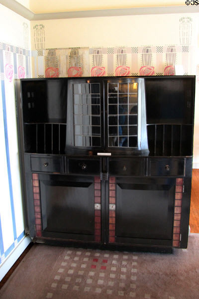 Cabinet (1904) with Mackintosh themes in drawing room at Hill House. Helensburgh, Scotland.
