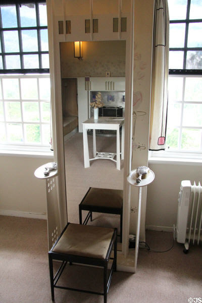 Dressing table with mirror by C.R. Mackintosh in main bedroom at Hill House. Helensburgh, Scotland.