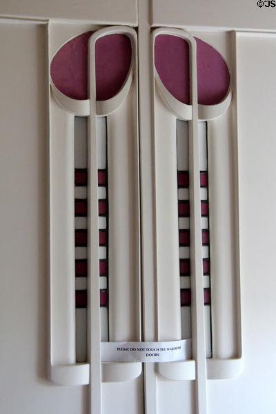 Design details of wardrobe by C.R. Mackintosh in main bedroom at Hill House. Helensburgh, Scotland.