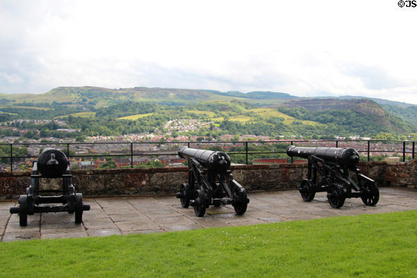 Gun position overlooking surrounding towns at Dumbarton Castle. Glasgow, Scotland.