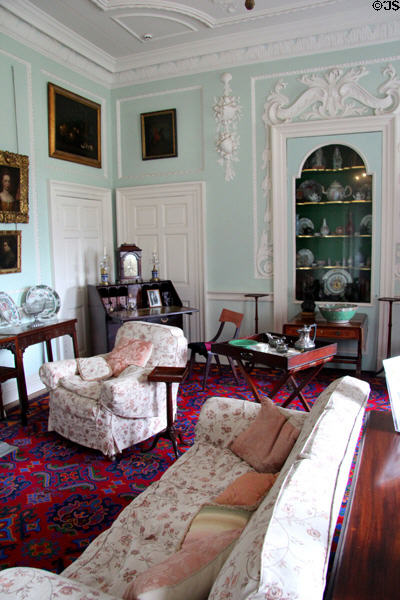 Drawing room with stucco work (1750s) by Thomas Clayton after Parisian pattern book at Pollok House. Glasgow, Scotland.