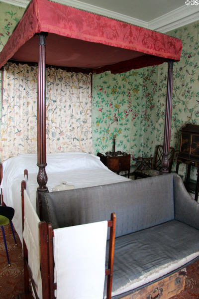 Kier bedroom with Chinese wallpaper (c1800) at Pollok House. Glasgow, Scotland.