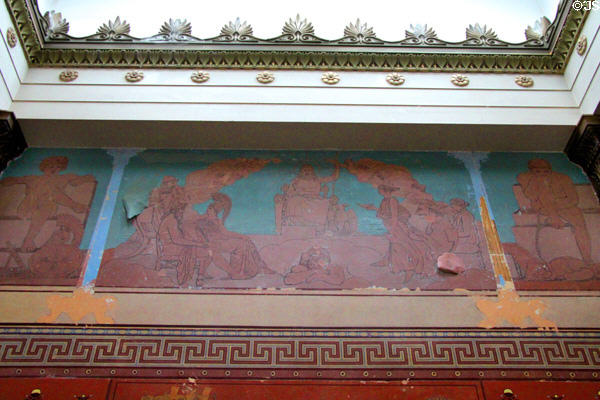 Painted scenes from Homer's Iliad in dining room alcove at Holmwood. Glasgow, Scotland.