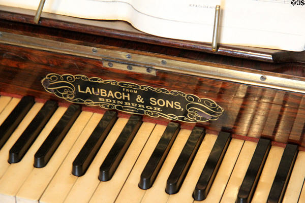 Keys of parlor piano by Laubach & Sons of Edinburgh at Tenement House museum. Glasgow, Scotland.