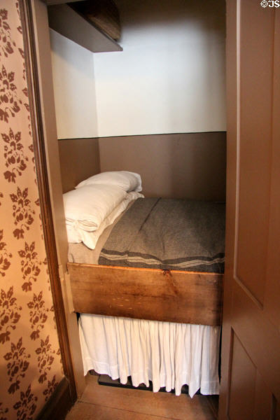 Inset bed (bed in closet) at Tenement House museum. Glasgow, Scotland.