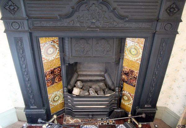 Bedroom fireplace at Tenement House museum. Glasgow, Scotland.