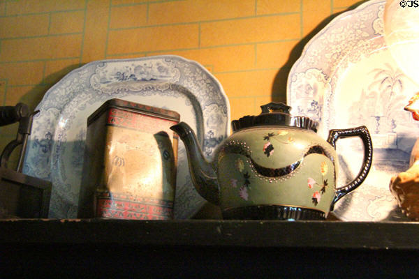 Teapot & platters at Tenement House museum. Glasgow, Scotland.