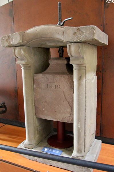 Cheese press (1849) from South Angus at National Museum of Rural Life. Kittochside, Scotland.