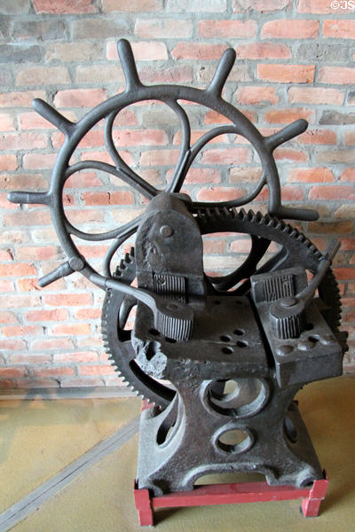 Blacksmith's ring bender to make iron tires for wooden cartwheels at National Museum of Rural Life. Kittochside, Scotland.